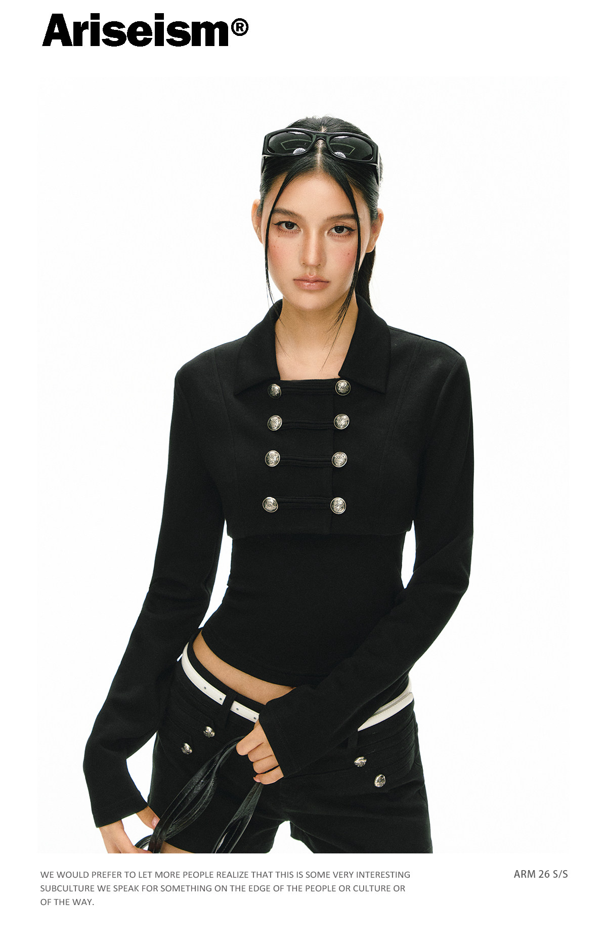 ARISEISM Black Cropped Cami Jacket Set