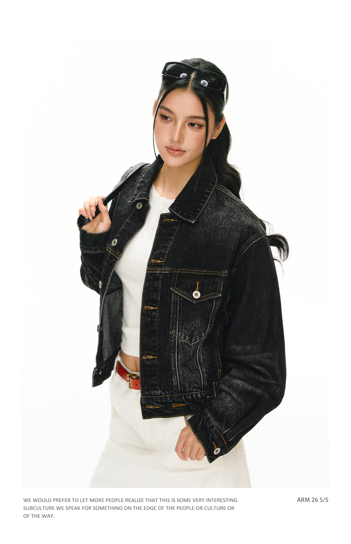 ARISEISM Retro Cropped Denim Jacket