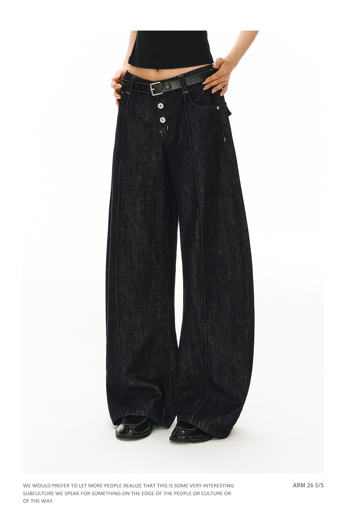 ARISEISM Retro Low-Rise Wide-Leg Jeans