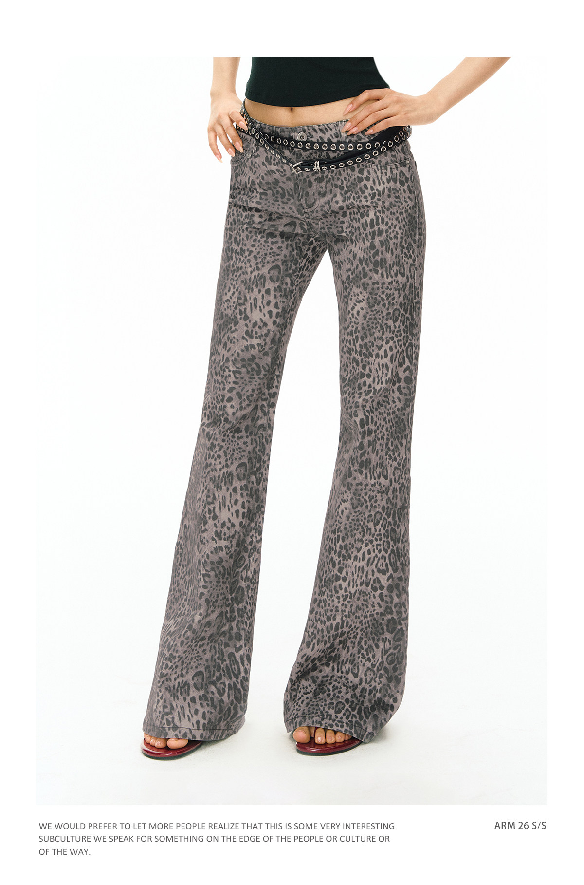 ARISEISM Leopard Print Low-Rise Flare Pants