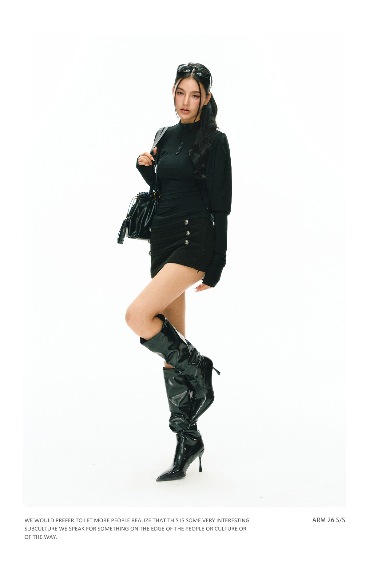 ARISEISM Black Cropped Long-Sleeve Tee