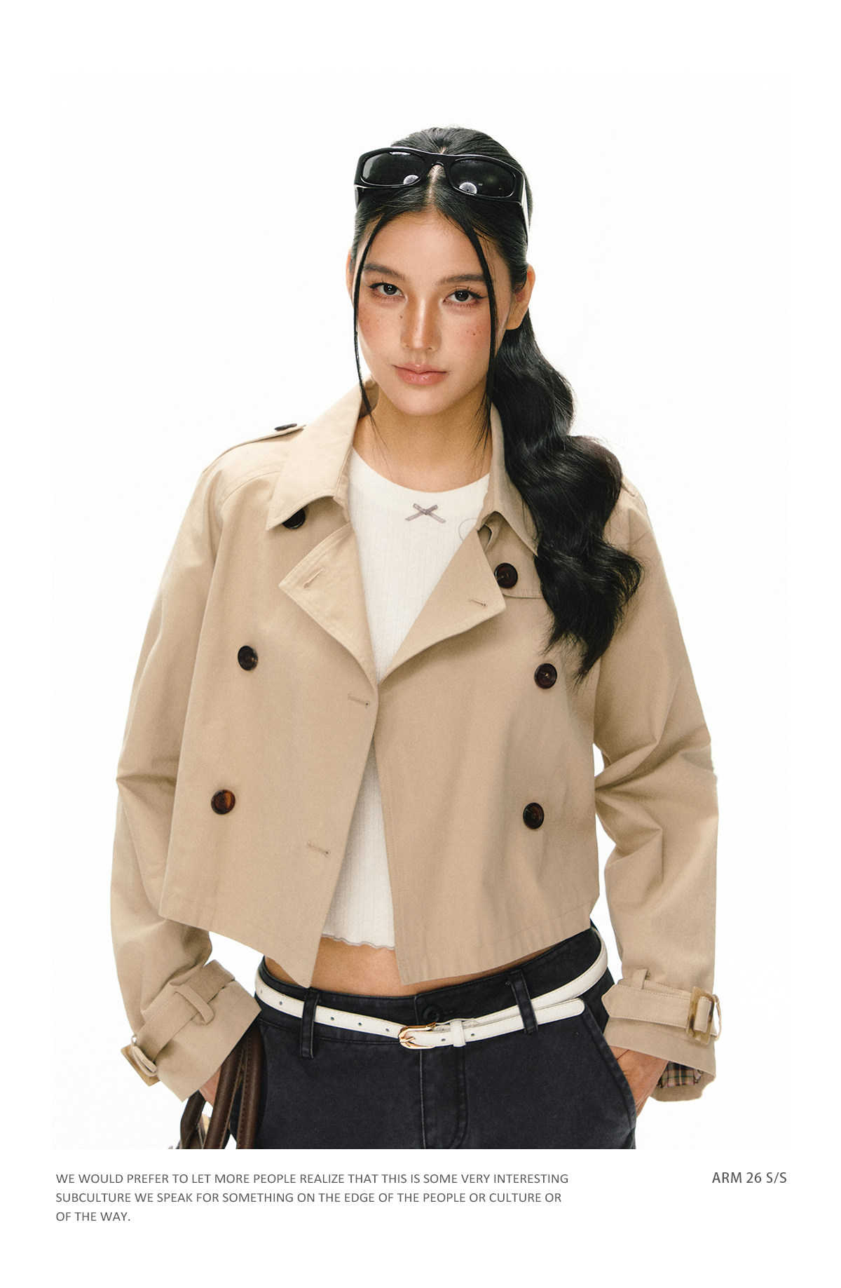 ARISEISM Cropped Khaki Trench Coat