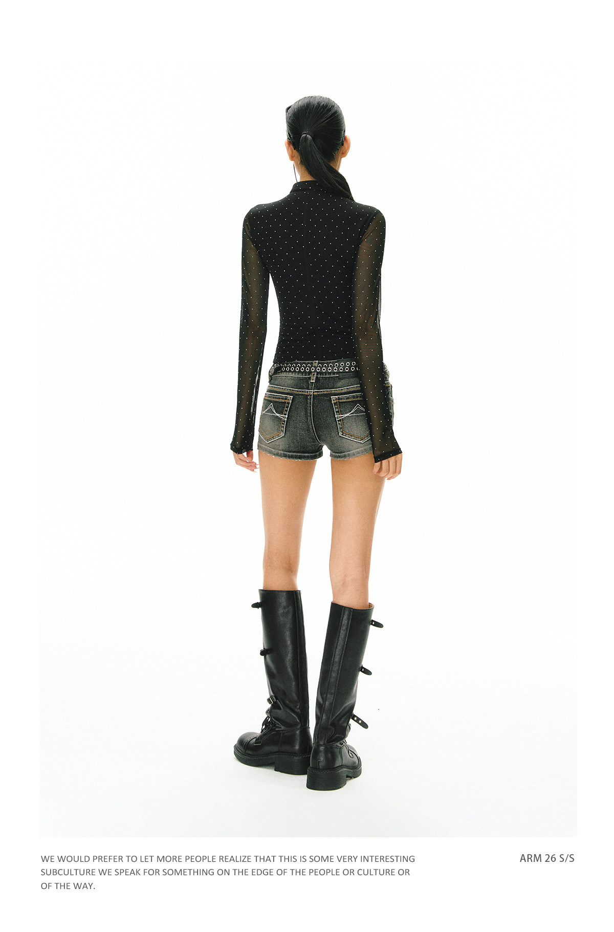 ARISEISM Black Polka Dot Slim-Fit Long-Sleeve Top