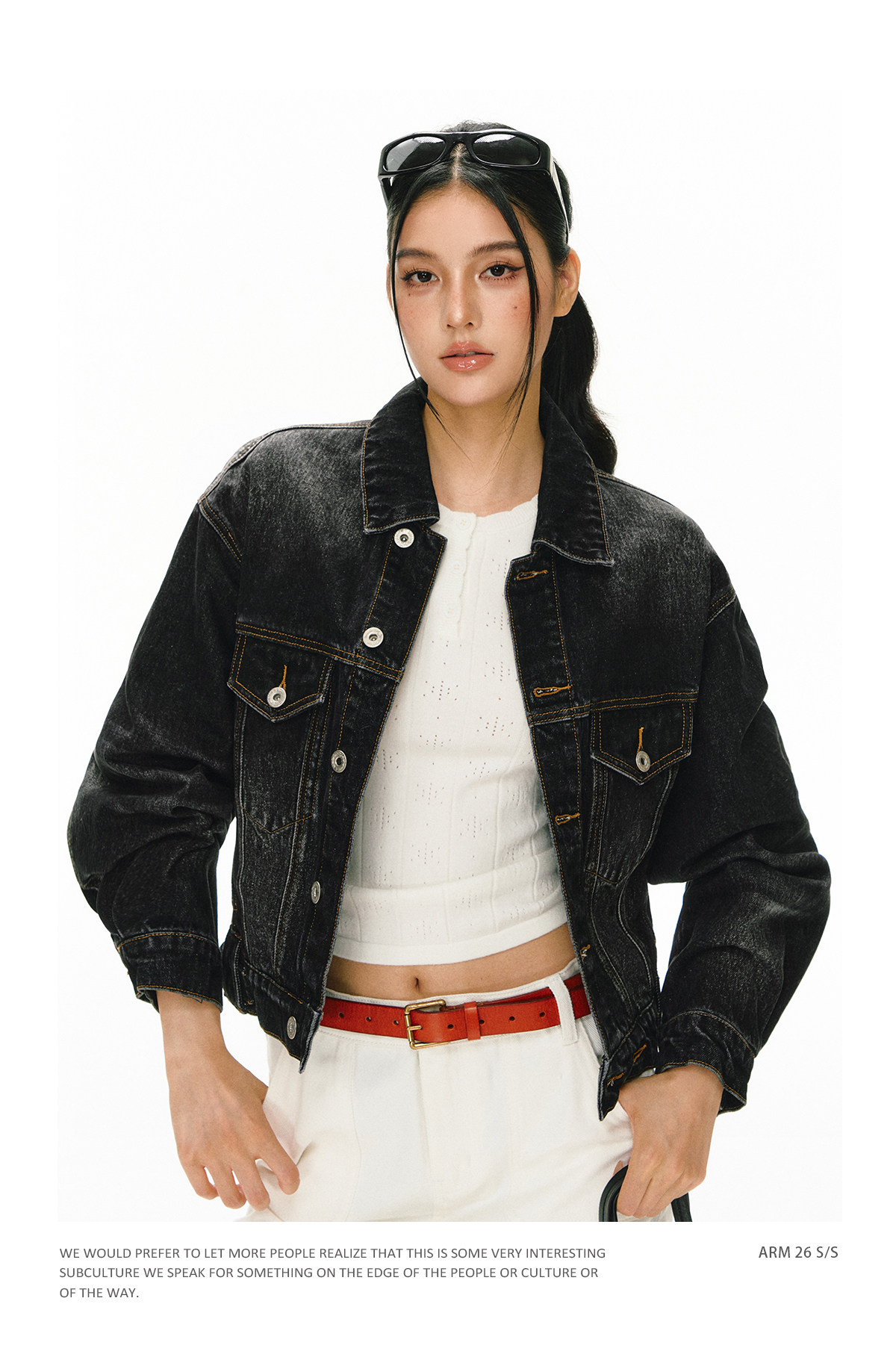ARISEISM Retro Cropped Denim Jacket