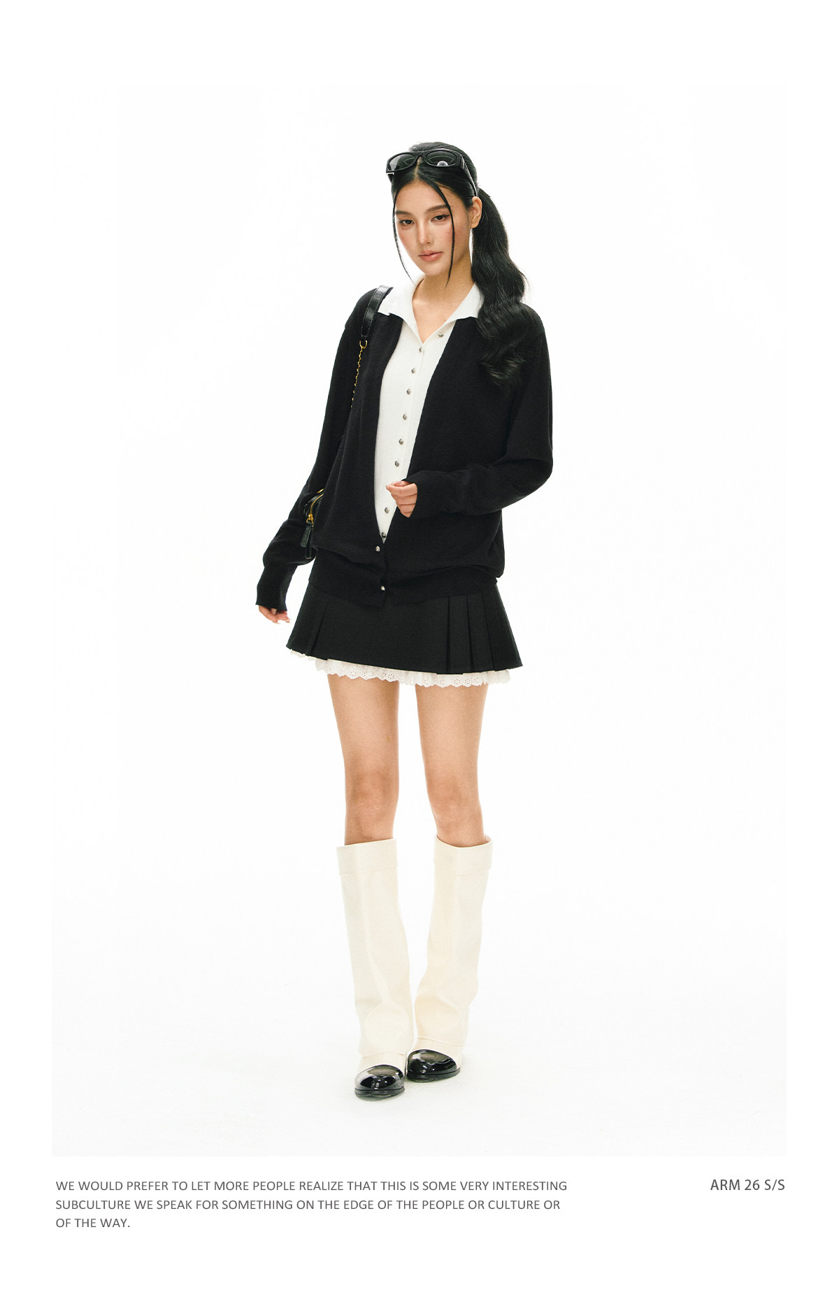 ARISEISM Black White Layered-Look Knit Top