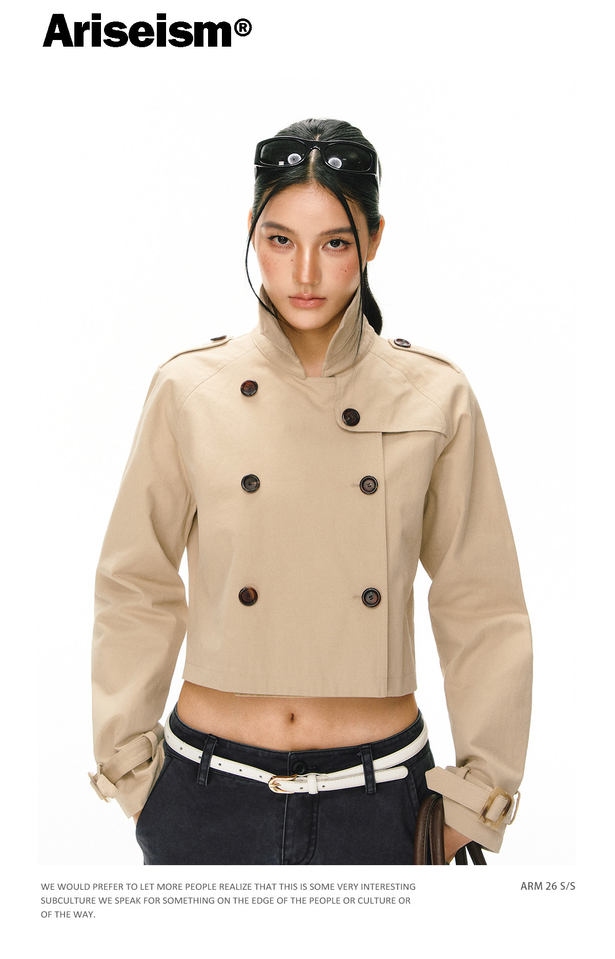 ARISEISM Cropped Khaki Trench Coat