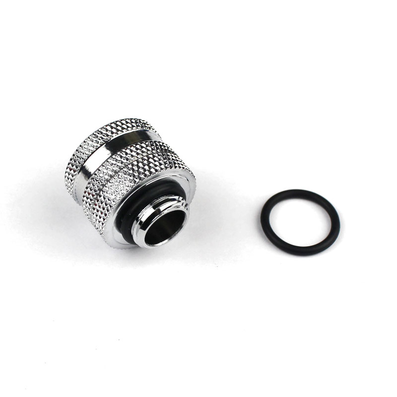 Computer water-cooled 10*14mm hard tube quick-twist PETG connector anti-off G1 4 thread silver hand-twist four sealing rings