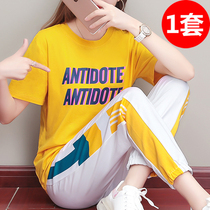 Sports suit women summer fashion fashion 2021 summer Korean version of loose ghost step dance leisure sportswear two-piece