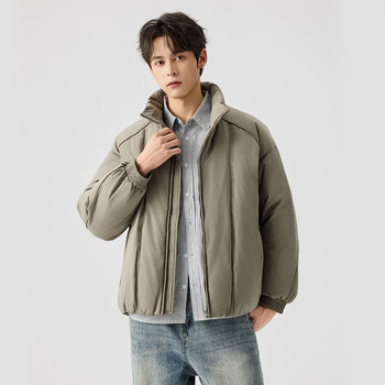 Kangshi Yishu Trendy Brand Stand-Up Collar down Jacket for Men, New Winter High-Quality Thickened Short White Duck down Coat