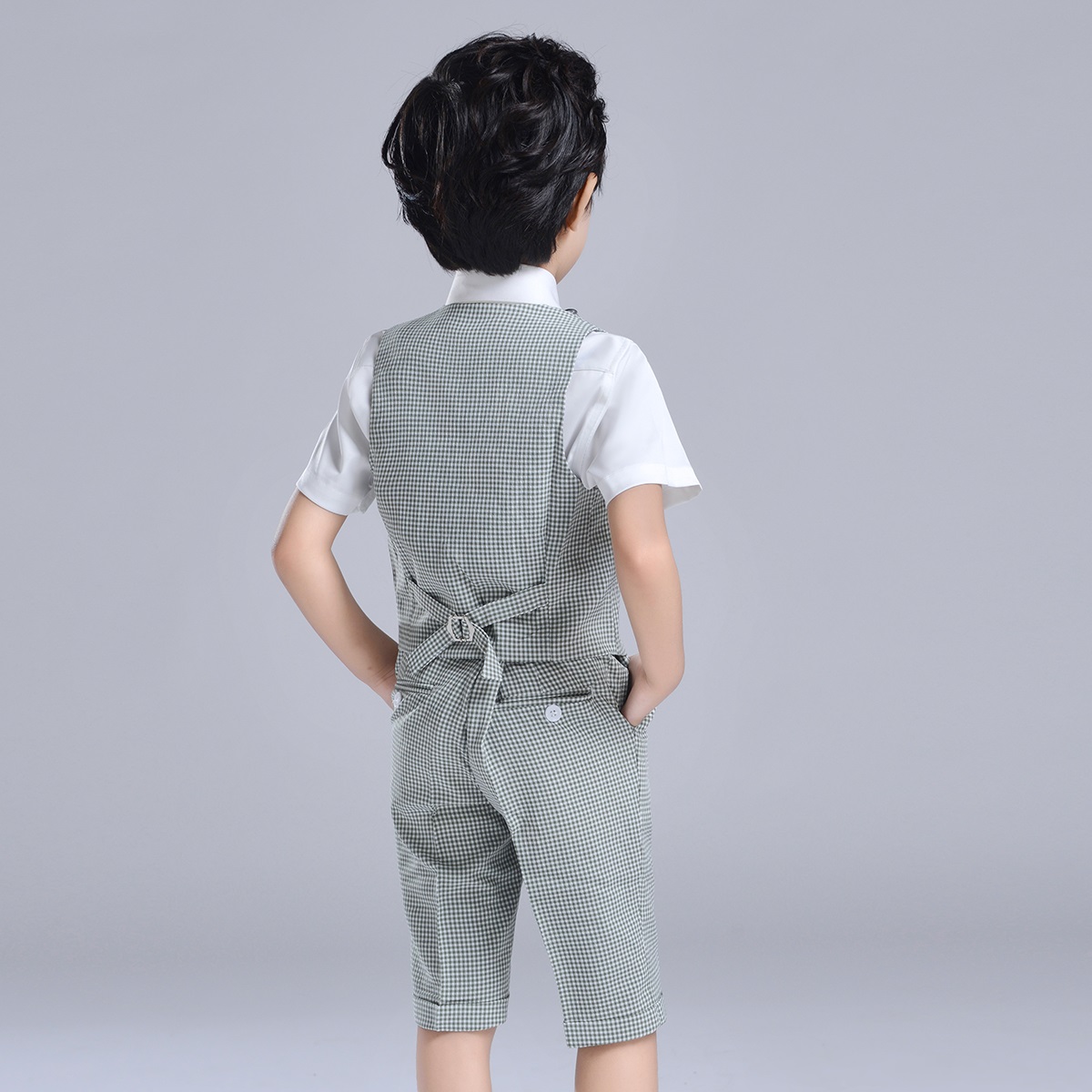 Inmyopinion 2019 mùa hè mới ngắn childrens phù hợp với sàn catwalk phù hợp với cậu bé phù hợp với tiếng Anh mỏng.