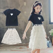  Girls  suit skirt summer dress new childrens middle and large childrens summer super Western style dress female baby summer childrens suit