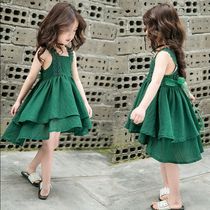 Girls 4 dresses summer 2021 new 6 foreign style ruffle skirt 8 childrens sundress 3-year-old baby princess skirt