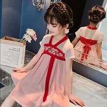  Girls Hanfu dress summer 2021 new childrens skirt tide summer mid-length super fairy Chinese style performance