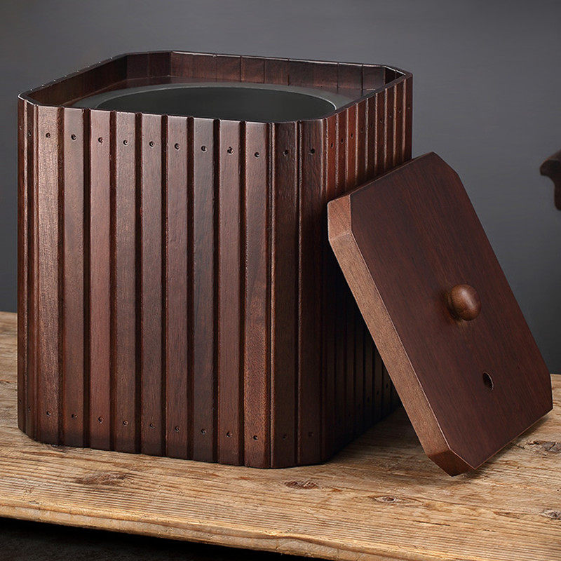 Pig Solid Wood Tea Bucket Kunfu Tea Toilet Accessories Tea Channel Tea Bucket Wastewater Bucket Tea Bucket Coal