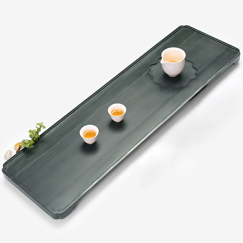 Natural black stone tea tray Kung Fu tea set Huangting jade tea table stone stone tray drain dry bubble household simple