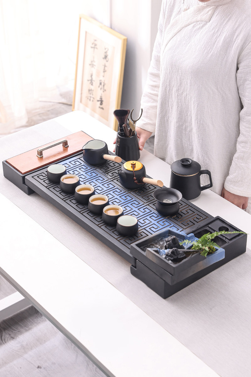 Black Pottery Tea Set Group Ceramic Tea Pongfu Tea Set Teapot Tea Cup Justice Cup Home Office Gift