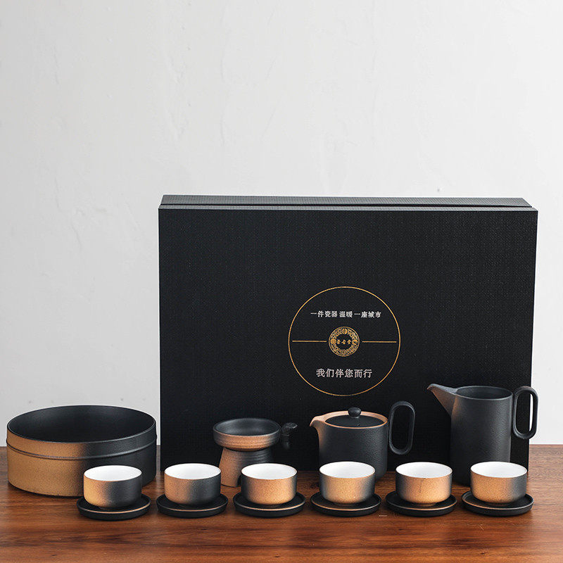 Tea house ceramic teapot tea cup tea washing complete set of Japanese coarse pottery kung fu tea set set tea maker gift box