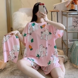 Пижама, летний тонкий шелковый комплект, свободный крой, большой размер