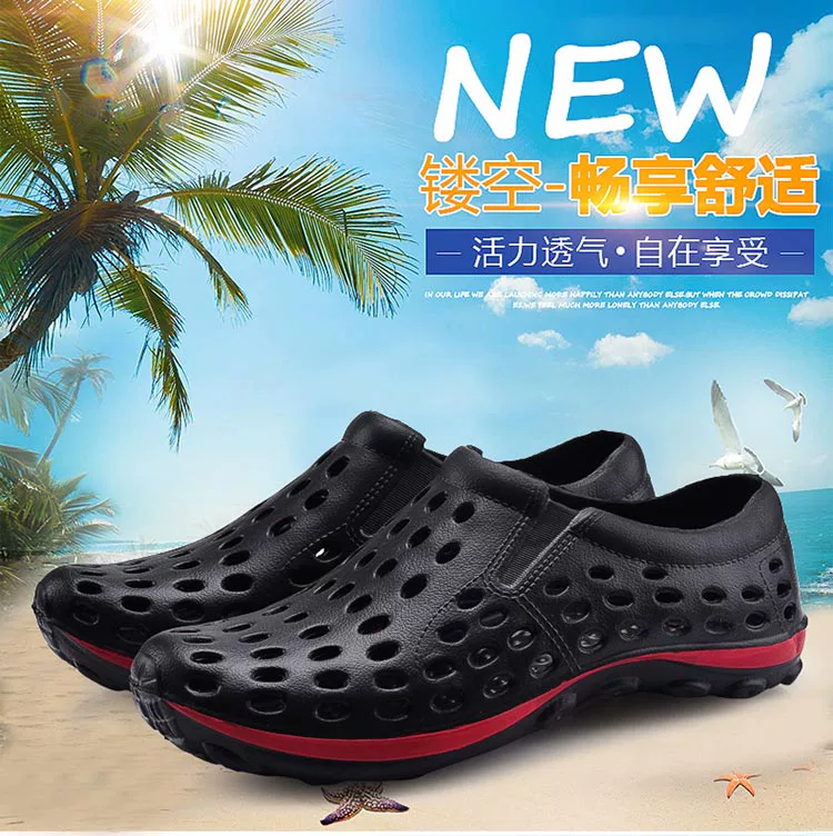 Mùa hè mới lỗ giày dép nam xu hướng giày thông thường những người yêu thích dép và dép chống trượt cá tính