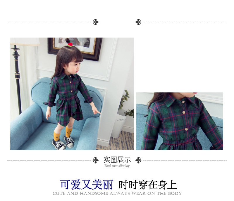 Váy nữ mùa xuân trẻ em váy dài tay 2 trẻ em 3 thời trang nước ngoài hipster trẻ em váy 4 triều 1-5 năm mùa thu