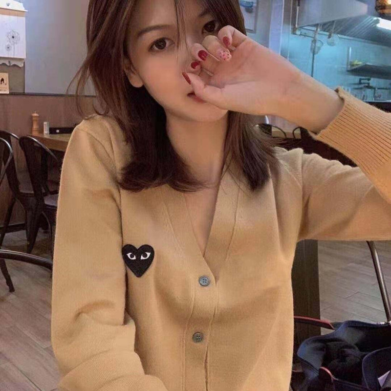 Japanese Style 100% Pure Wool Knitted Cardigan with Embroidered Pink Heart, Sweater for Men and Women, Couple and Family Matching Outfits, Trendy Brand