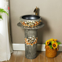 Ceramic toilet wash basin column washbasin integrated floor vertical column basin balcony household