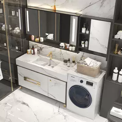 Rock plate washing machine integrated Cabinet balcony bathroom cabinet dressing room wash table wash basin cabinet combination marble hand washing