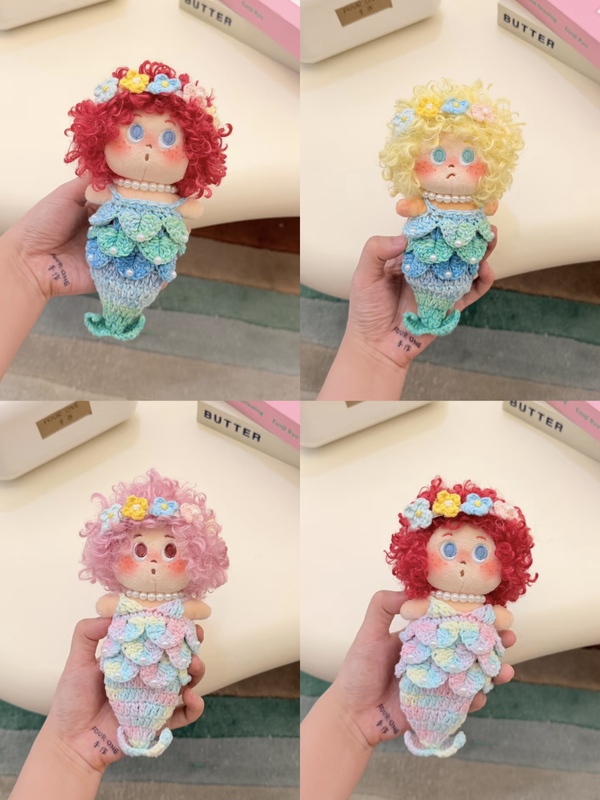 Authentic Mermaid Afro Doll Bag Pendant Cute Plush Toy Keychain Girls' Gift Souvenir