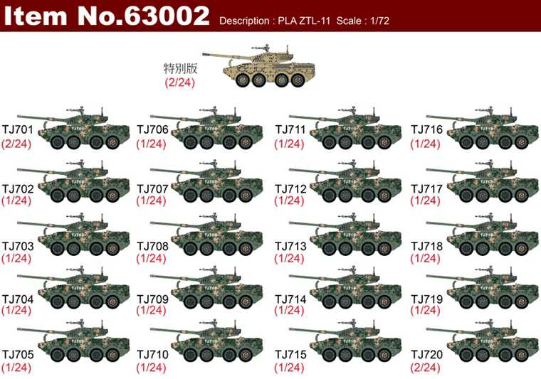 Veyron 63002 1/72 Китай 11-колесная бронированная штурмовая машина ZTL11, 11-ступенчатая боевая машина, готовый продукт