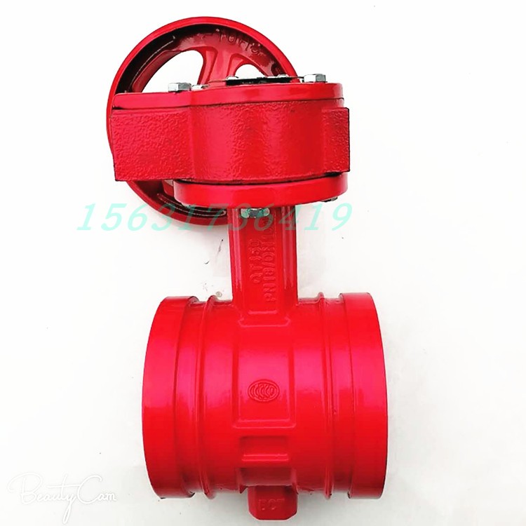 Manual handle cast iron 16Q 25Q turbine head groove signal butterfly valve DN100 80 150 200 for fire fighting