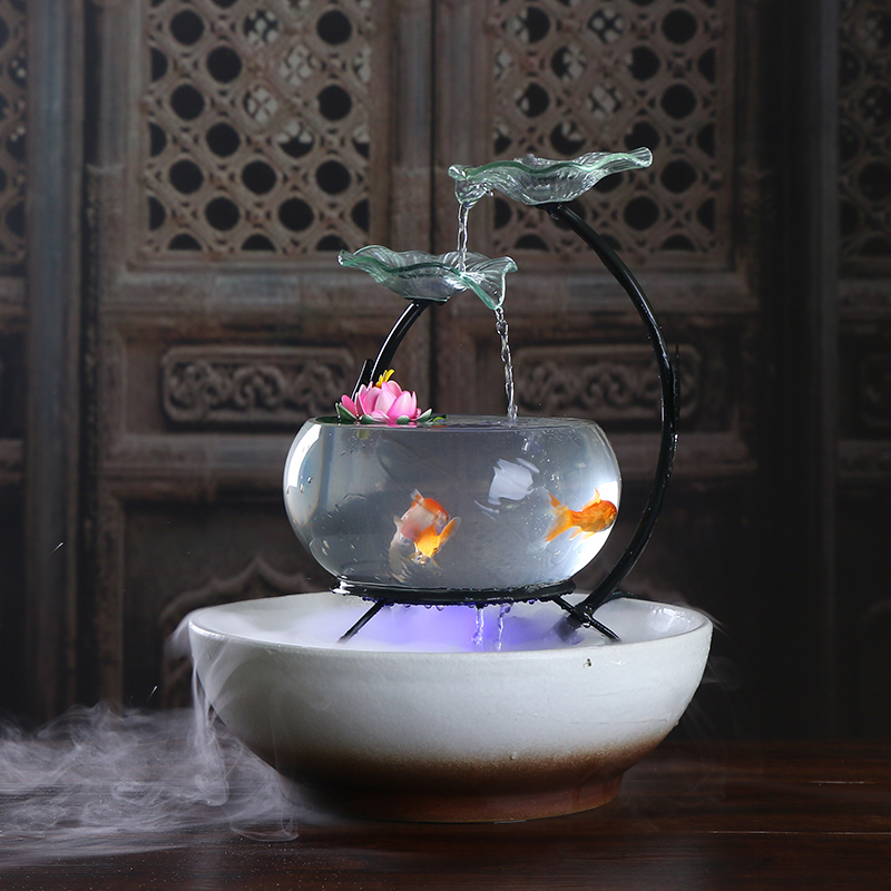 True sheng home sitting room aquarium water TV ark, furnishing articles ceramic fountain desktop humidifier creative practice