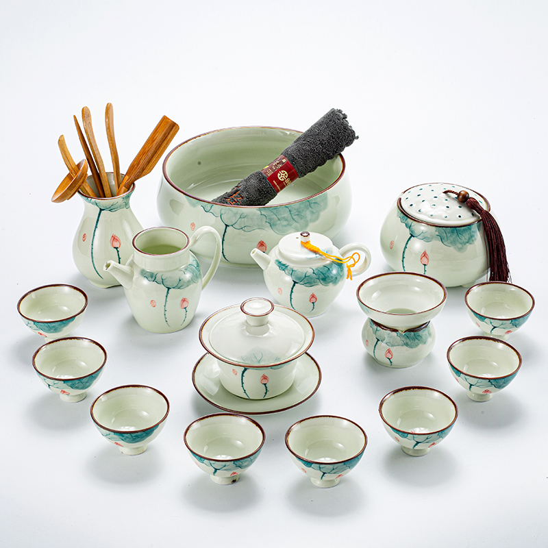 True sheng hand - made celadon tea suit household kung fu tea cups porcelain tureen tea pot dry mercifully consolidation