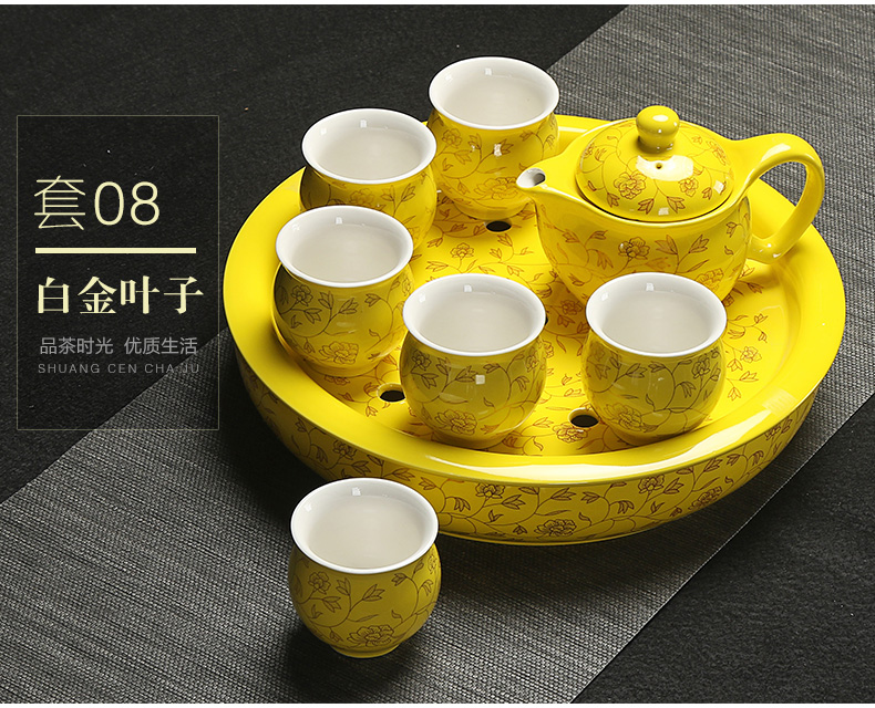 Really hold large heat insulation prevent hot double teapot teacup ceramic tea set a complete set of kung fu tea tray