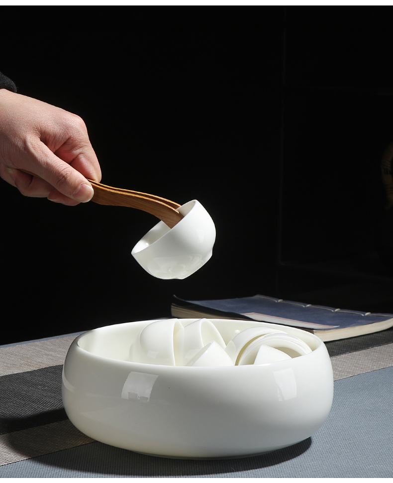 True sheng white porcelain kung fu tea set ceramic teapot cup household contracted a whole set of gift set suet jade contracted