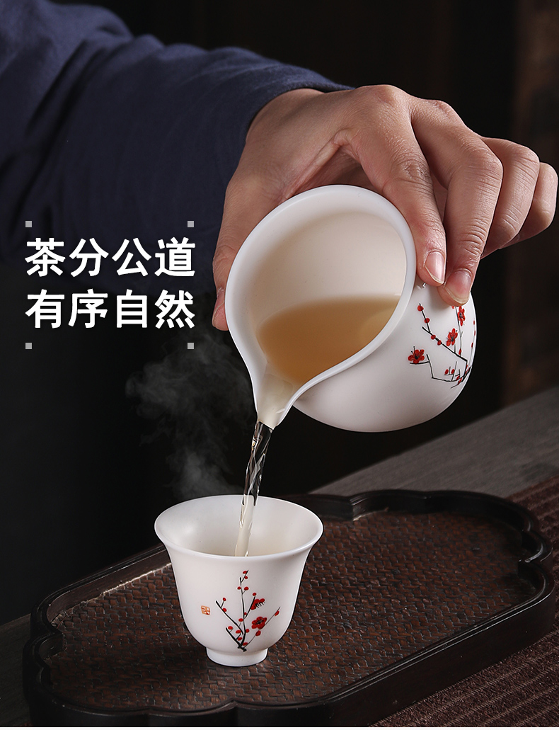 True cheng dehua white hand tea biscuit firing inferior smooth kung fu tea set suet jade tureen gift of a complete set of the teapot