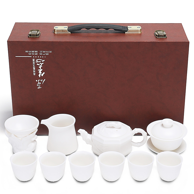 True cheng dehua white porcelain craft high pot of suet white jade ceramic biscuit firing kung fu tea set household teapot is contracted