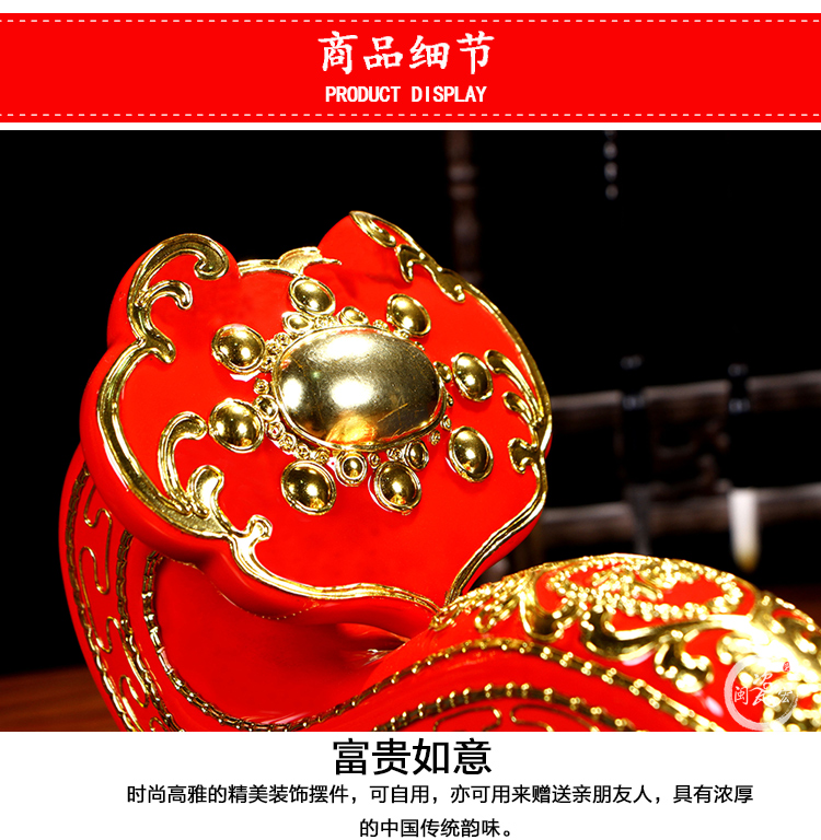Really sheng min porcelain macro boutique the opened China red porcelain ceramic ruyi high - grade home furnishing articles version into the sitting room