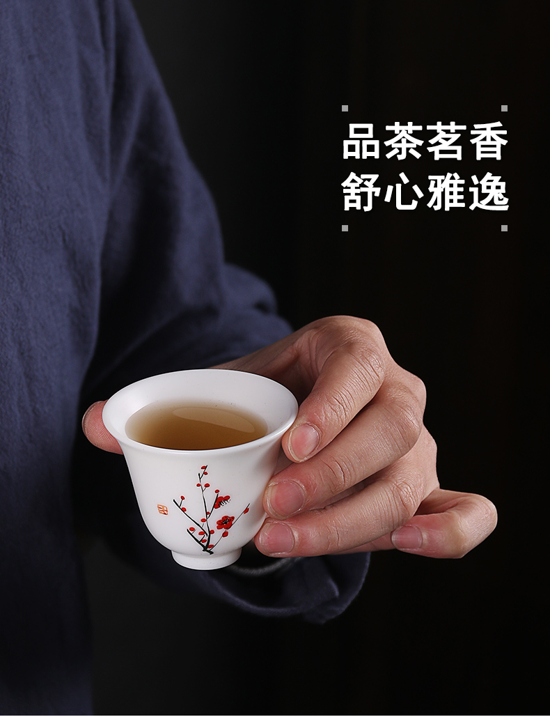 True cheng dehua white hand tea biscuit firing inferior smooth kung fu tea set suet jade tureen gift of a complete set of the teapot