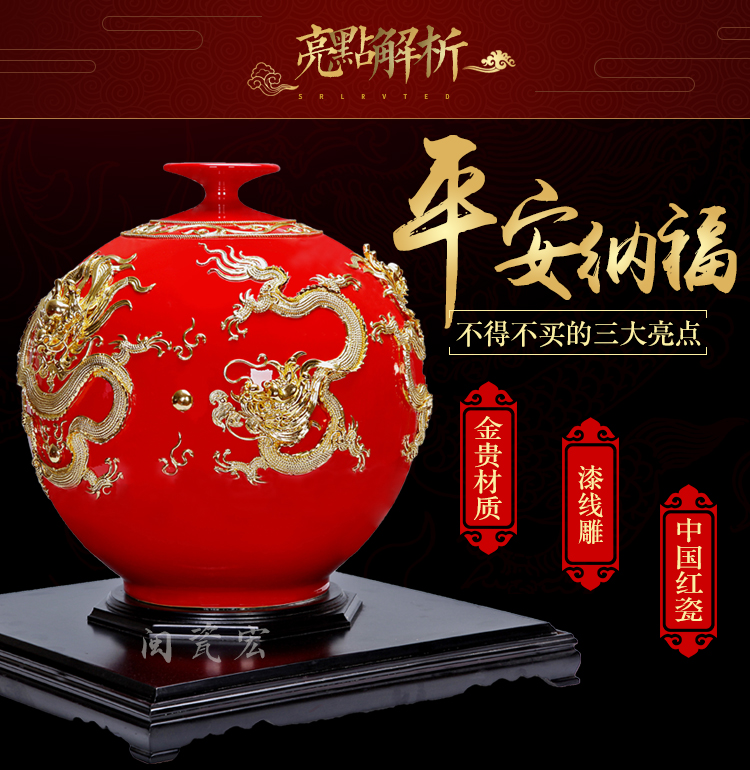 Really sheng xiamen the features checking crafts paint line carve ceramic longteng prosperous time five dragon housewarming gift villa living room