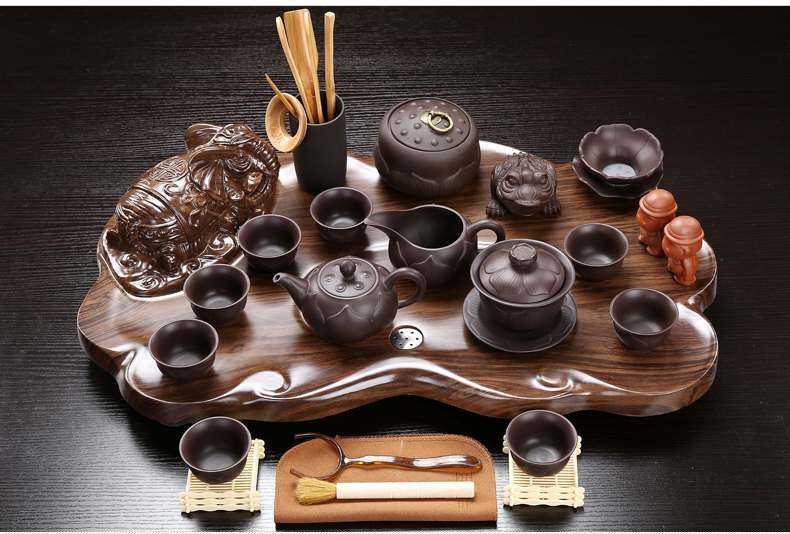 True sheng rosewood tea tray was set a complete set of kung fu tea set ceramic tea pot - calving cups domestic Chinese teapot