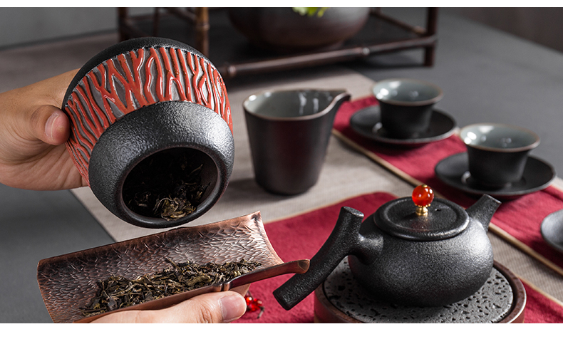 True sheng kung fu tea set suit of black ceramic teapot teacup restoring ancient ways of a complete set of Japanese coarse TaoChan tea tea