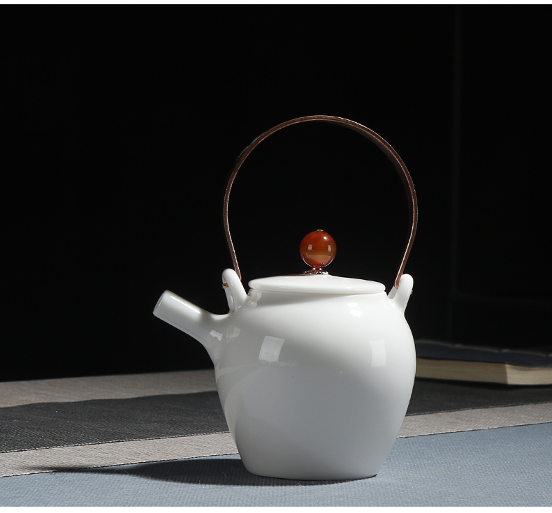 True sheng white porcelain kung fu tea set ceramic teapot cup household contracted a whole set of gift set suet jade contracted