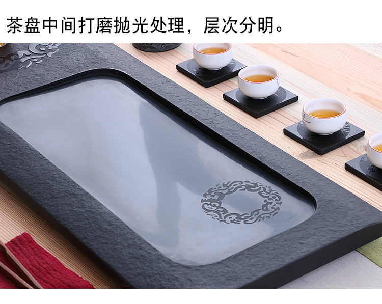 Really fill the whole piece of stone tea tray was sharply home creative emboss Taiwan rectangle drainage tea sea large stones