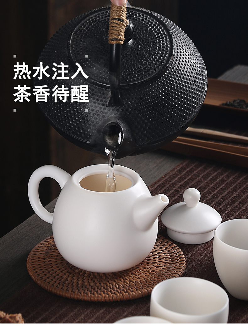 True cheng dehua white porcelain biscuit firing inferior smooth kung fu tea set home a whole set of home office ultimately responds mercifully tea cups