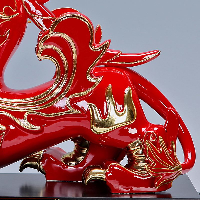 True business gifts fugui hong sheng paint line carve mascots ceramic Chinese red porcelain, the mythical wild animal furnishing articles