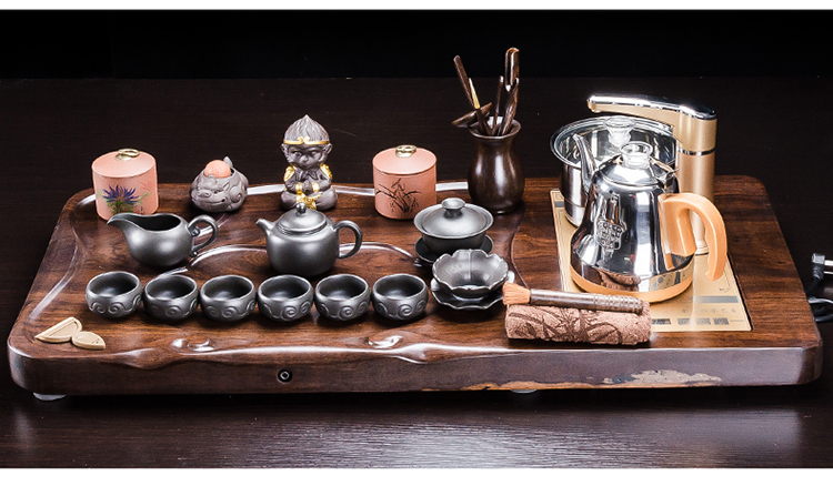 I hold the whole piece of ebony wood, purple sand tea tray was kung fu tea set four one household contracted large tea