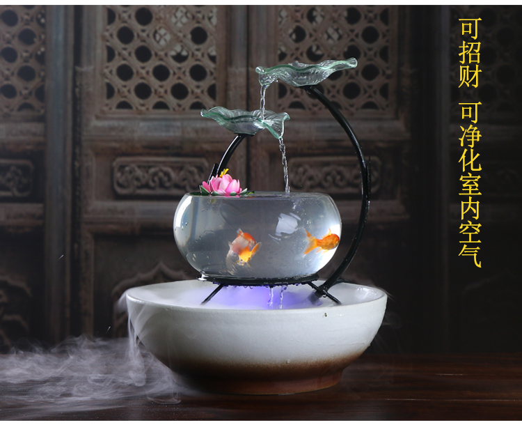 True sheng home sitting room aquarium water TV ark, furnishing articles ceramic fountain desktop humidifier creative practice