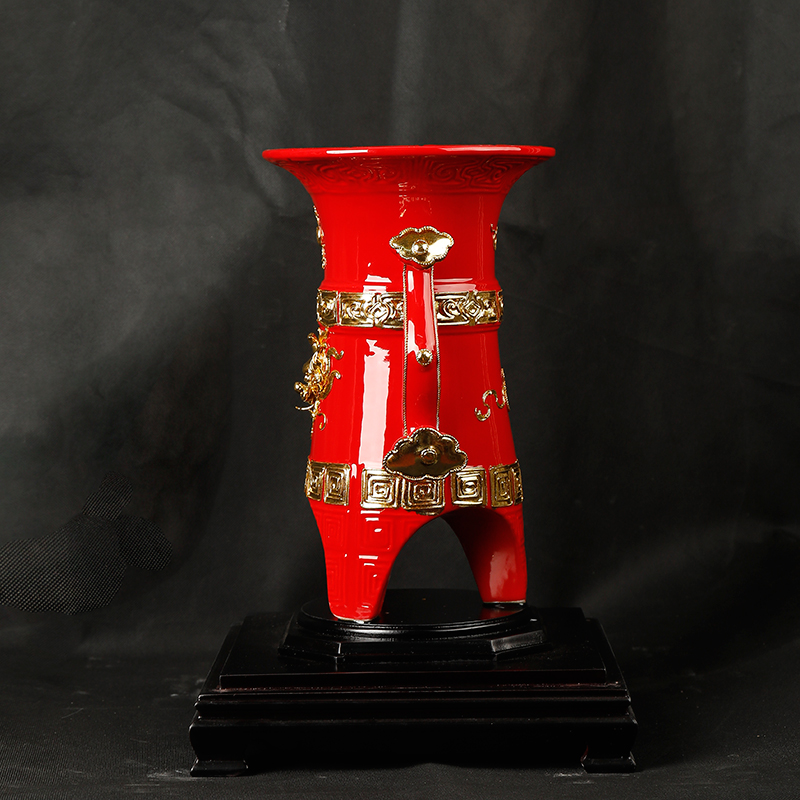 True goblets China red paint line carve longteng shengshi ruyi modelling feng shui furnishing articles rich ancient frame China office