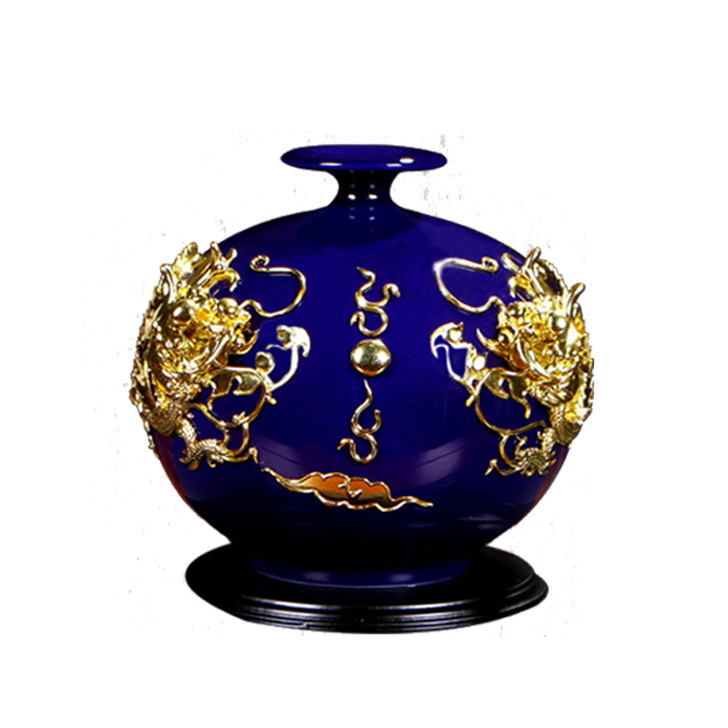 Really sheng aquamarine paint line carve vases dehua ceramic checking porcelain ceramic handicraft furnishing articles sitting room