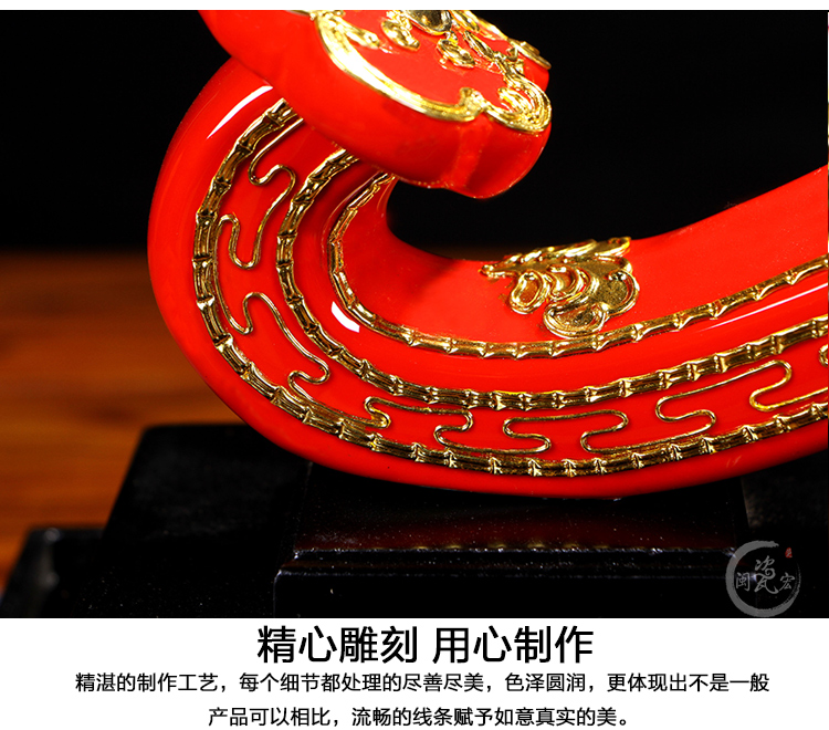 Really sheng min porcelain macro boutique the opened China red porcelain ceramic ruyi high - grade home furnishing articles version into the sitting room